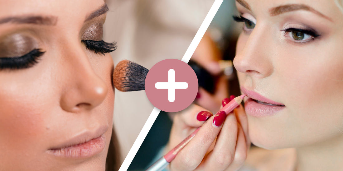 Collage von Models, die gerade professionell geschminkt werden